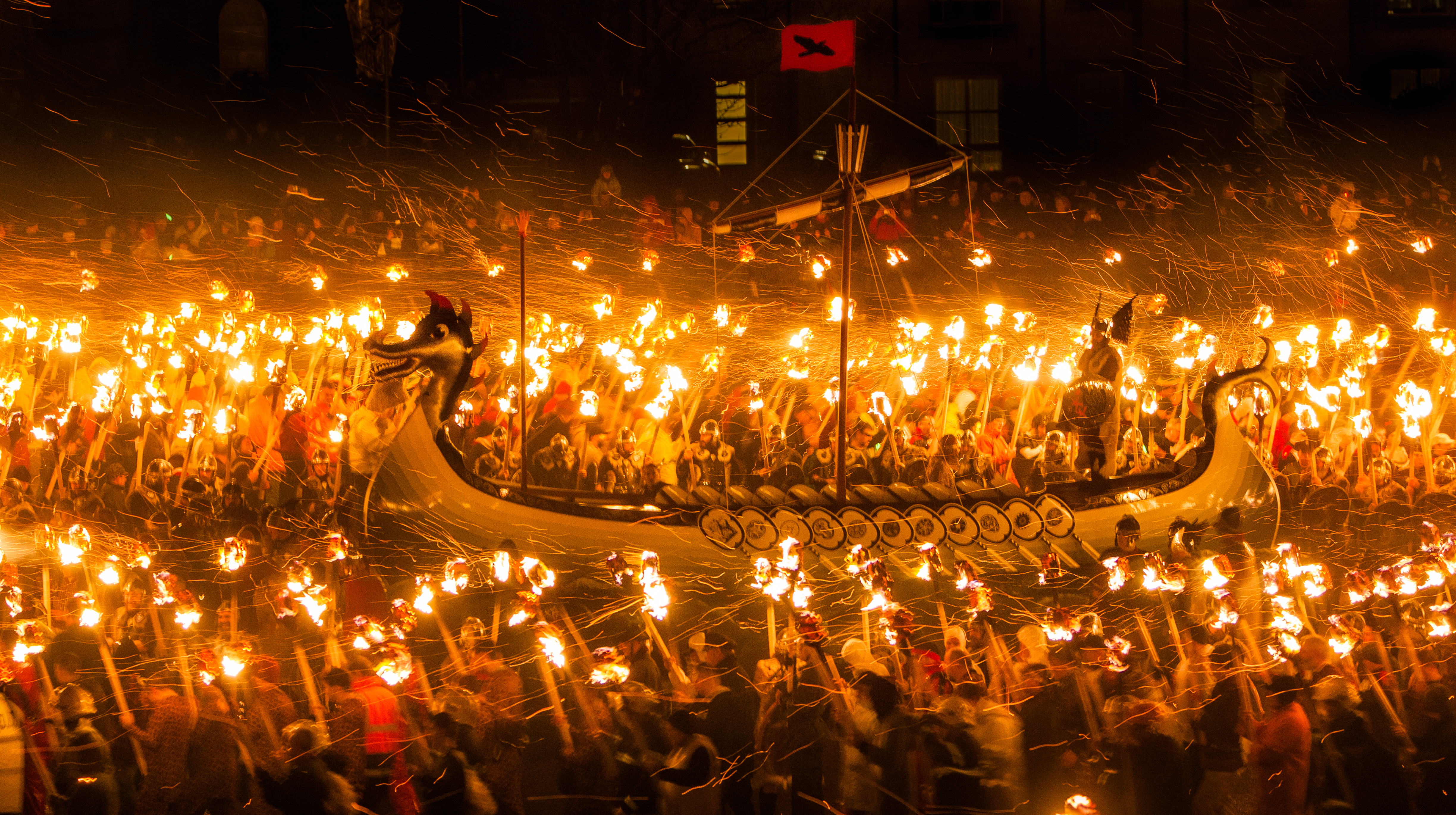 Photo by David Gifford Up Helly Aa, Scotland Taking place in Lerwick, Shetland on the last Tuesday in January, Up Helly Aa is a Norse themed sub-Arctic bonfire party on a grand scale. Recognised as Europe’s biggest fire festival, there are marches by day and torchfire by night. Men dressed as Vikings lead a procession through the town and, as night arrives, a thousand torches light up the sky as they set fire to a long boat in the city centre. Amidst singing and revelry, the fiery glow burns and celebrations continue long into the night.