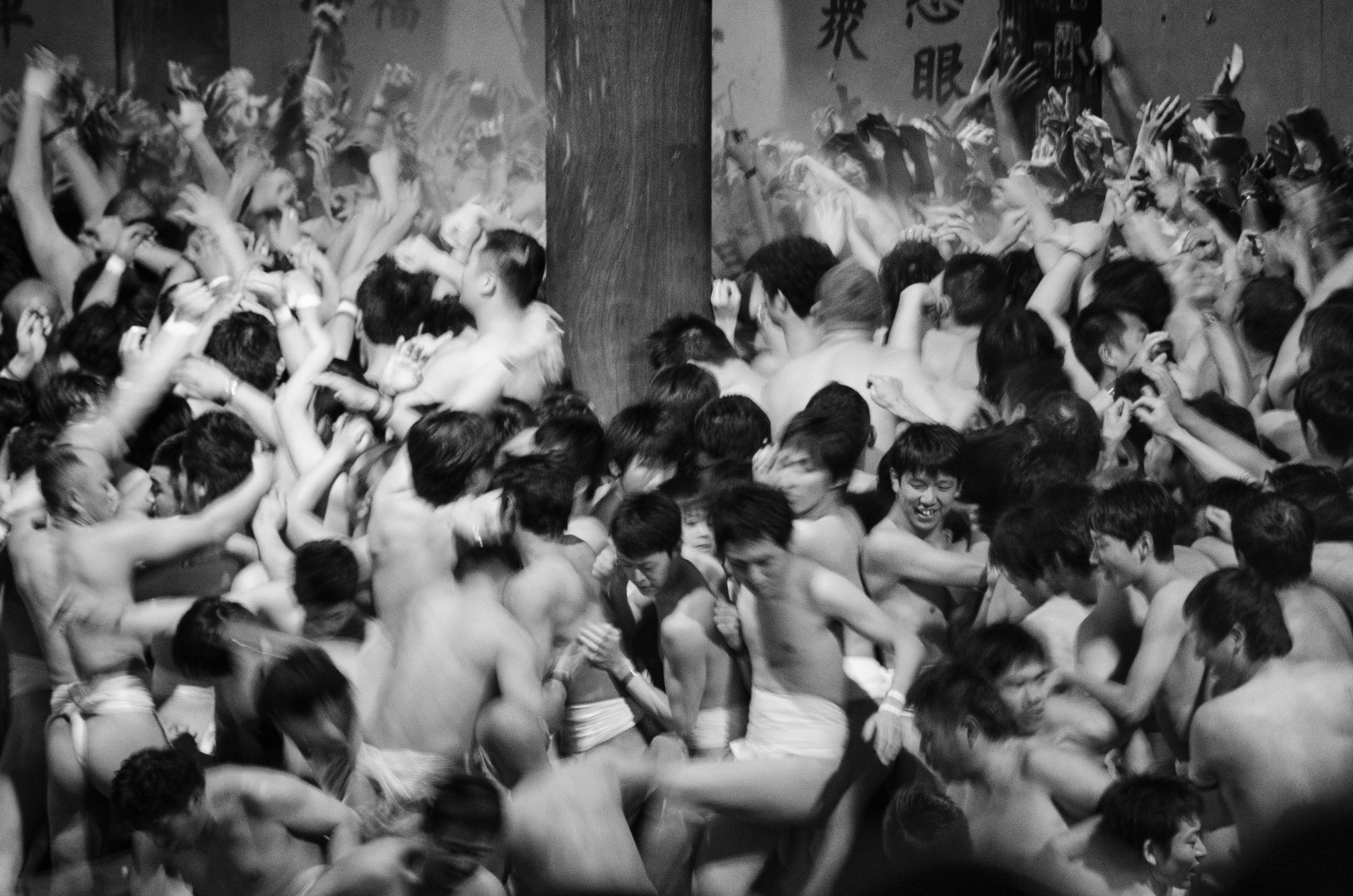 Photo by Kurt K. Gledhill Hadaka Matsuri, Japan During this ‘Naked Festival’, held in February in Okayama, almost 10,000 men crowd together, forming a colossal mosh pit of hope and kinship. Clad in white loincloths, they purify their bodies with cold water and cram together to try to grab a pair of lucky wooden sticks (shingi) thrown by a priest. Each member of the vigorously chanting crowd believes that a year’s worth of good luck comes to whoever catches the shingi. Reaching out in boisterous anticipation, each man hopes the luck will come to them.