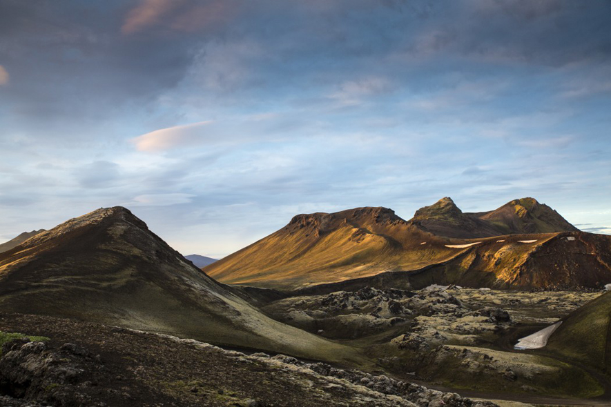 The barren hilly landscape of Iceland