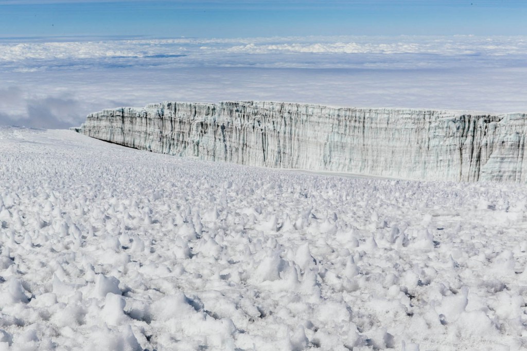 The glacier-lined path leading to the summit of Kilimanjaro.