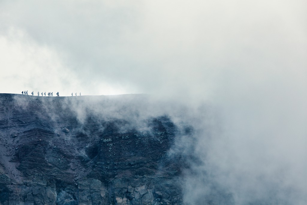 The lunar-like peak of Vesuvius, shrouded in a mix of geothermal steam and cloud. Photo by Henrik Knudsen