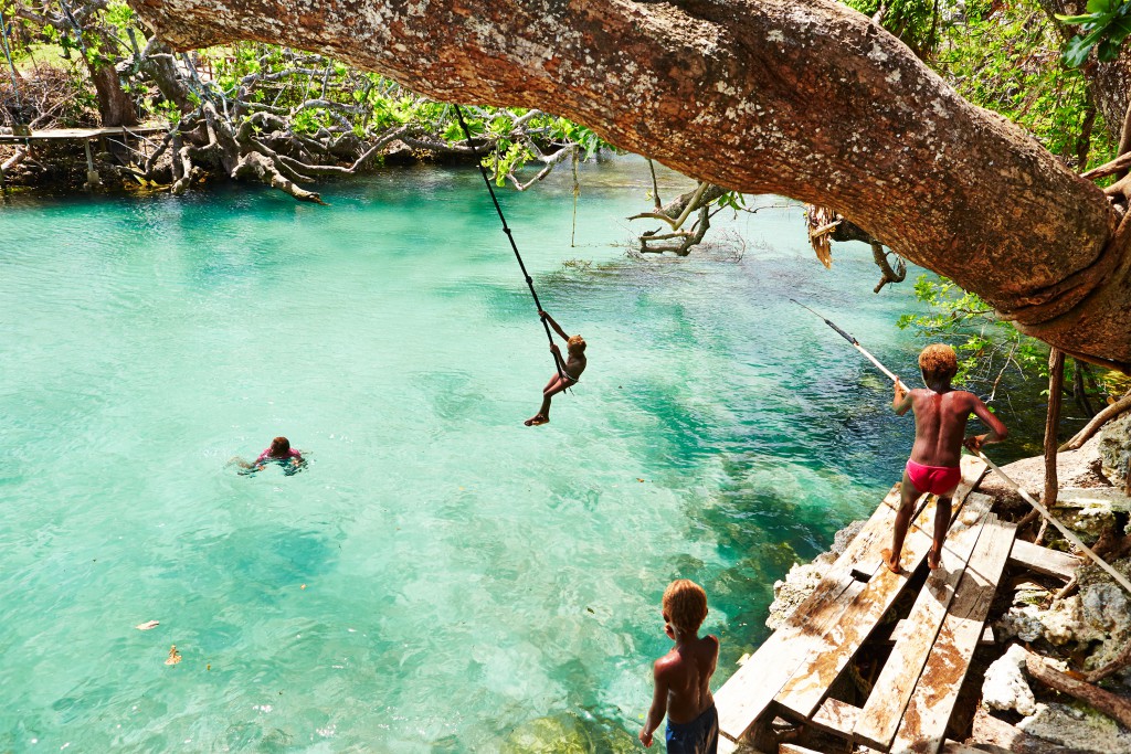 The Blue Lagoon provides an oasis for locals and tourists alike in Vanuatu. Photo by Matt Crawford