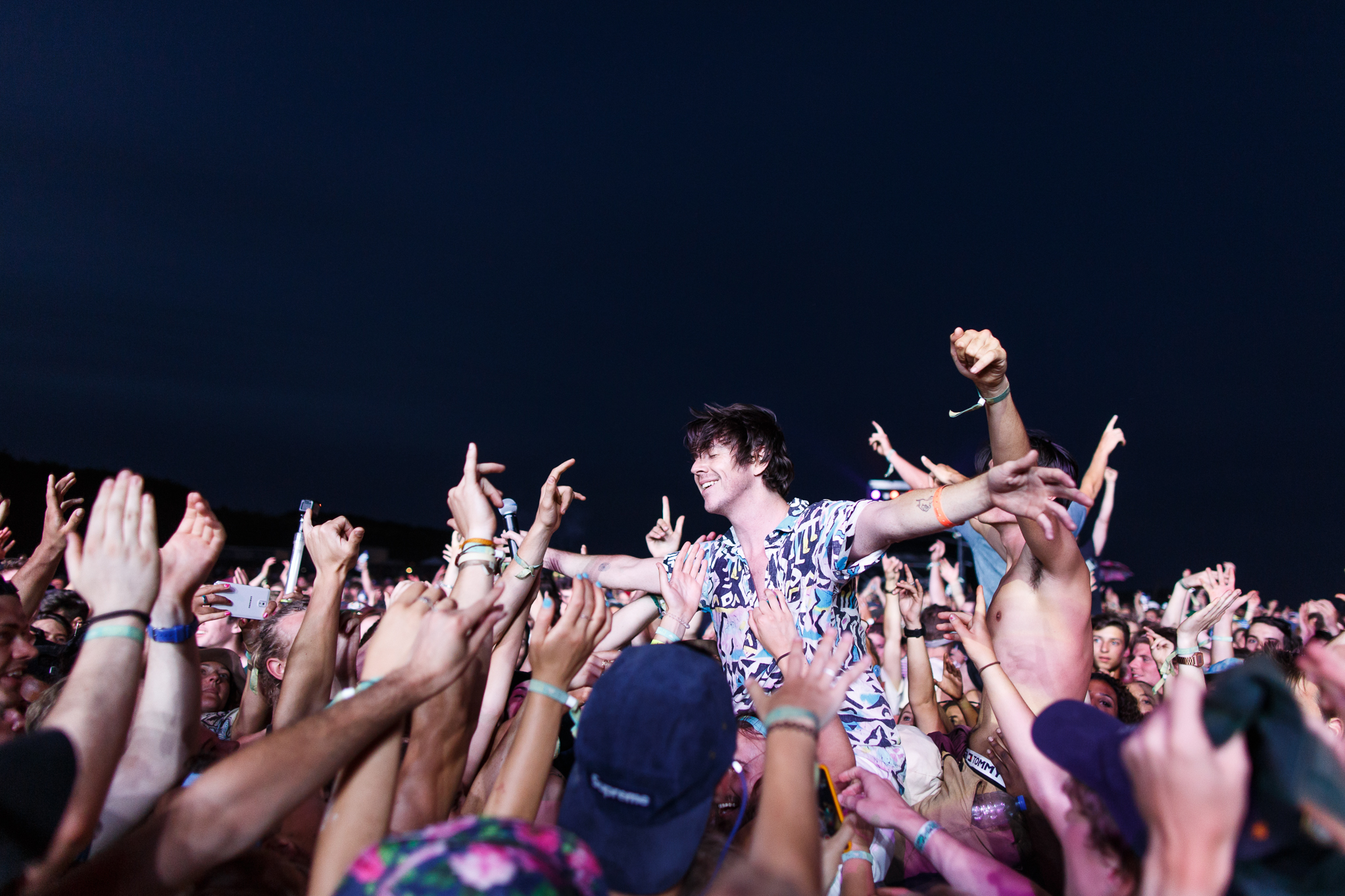 Crowd surfing at Beyond the Valley music festival.