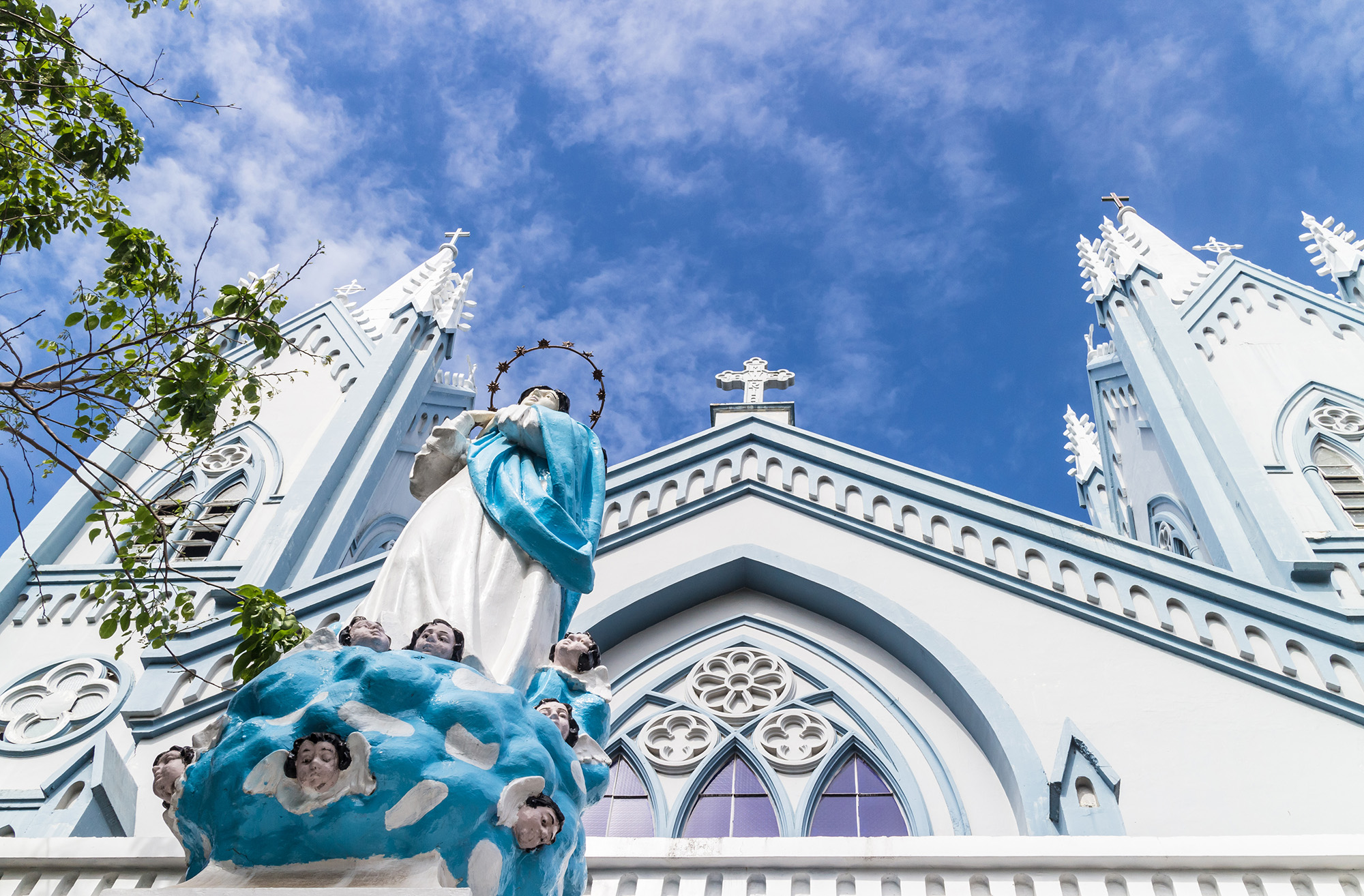Close up image of the Immaculate Conception Cathedral viewed from below